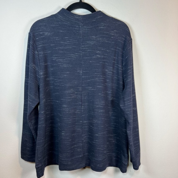 J. Jill Thermal Mock Neck Shirt Blue Cinched Hem Long Sleeves Kangaroo Pocket XL - Picture 3 of 12